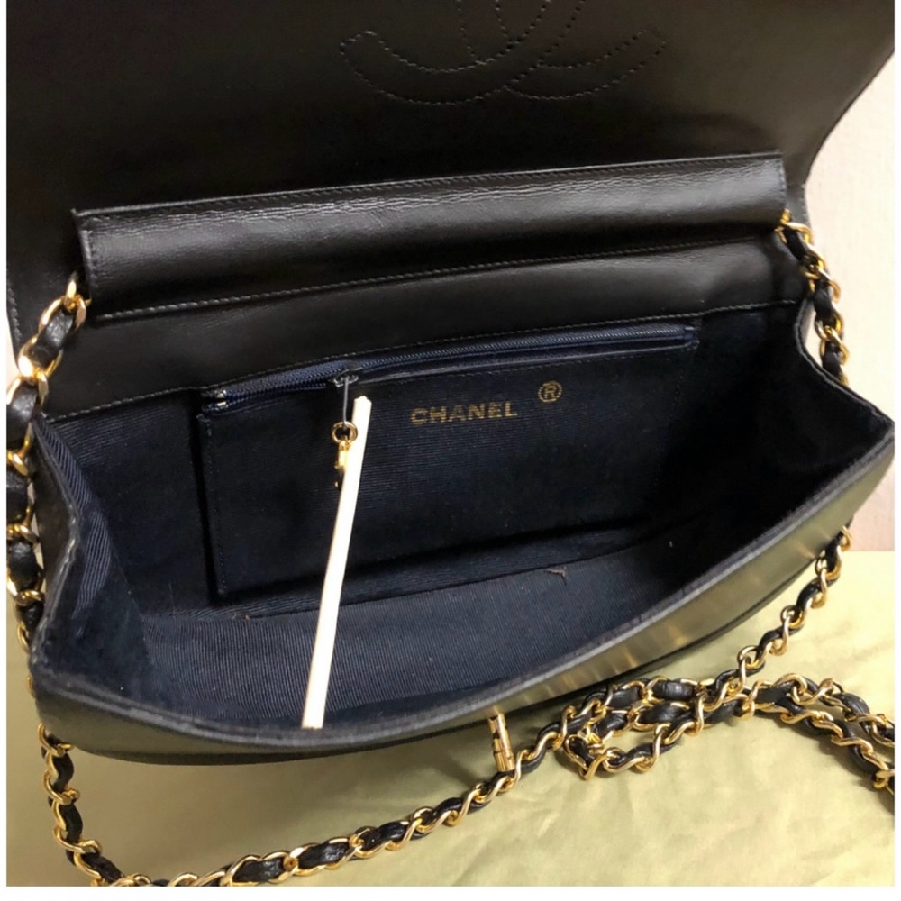 Authentic CHANEL CC Classic Half Moon Lambskin Leather Shoulder Handbag - Picture 10 of 13